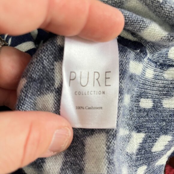 Pure Collection 100% Cashmere Navy & White Abstract Print Sweater Long Sleeve... - Picture 4 of 5